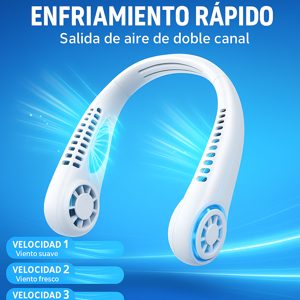 VENTILADOR CUELLO KAZATE PRO™ SIN ASPAS Y RECARGABLE, ENVÍO GRATIS 24 HORAS