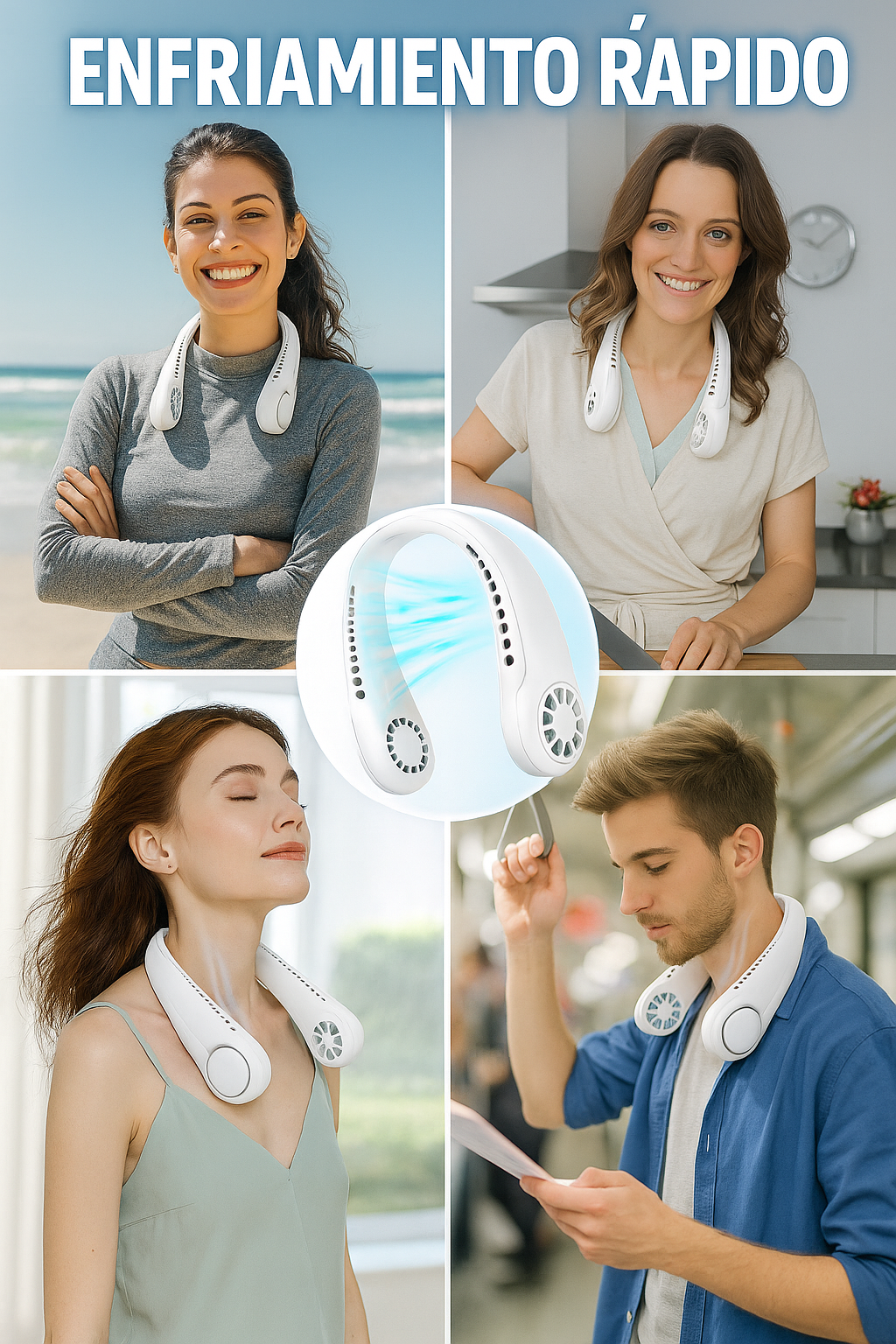VENTILADOR CUELLO KAZATE PRO™ SIN ASPAS Y RECARGABLE, ENVÍO GRATIS 24 HORAS
