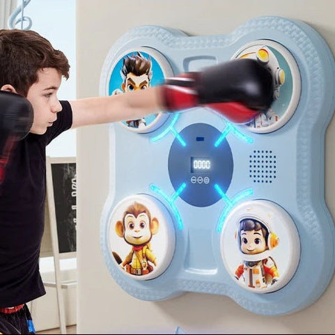 Máquina de boxeo inteligente infantil azul + guante rojo