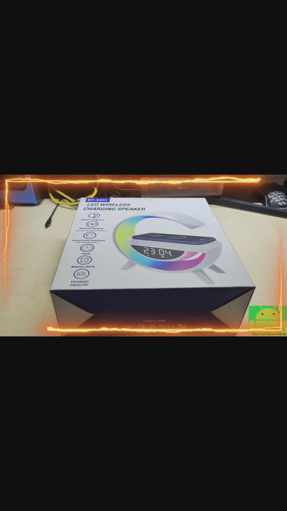 ✨Altavoz Bluetooth G - Cargador Inalámbrico + Lámpara LED + Reloj Despertador✨